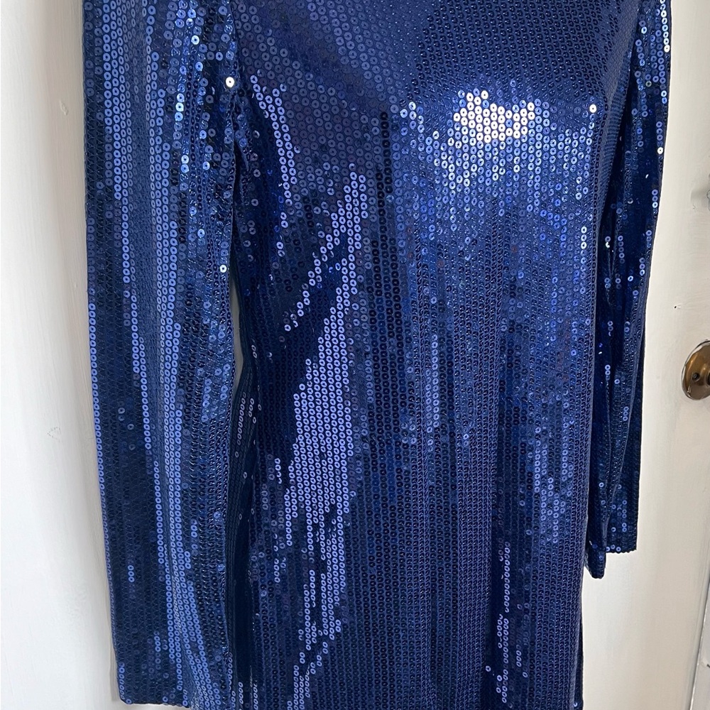 Venus Blue Sequined Long Sleeve Mini Dress
Never worn. Size Medium - Picture 2 of 5